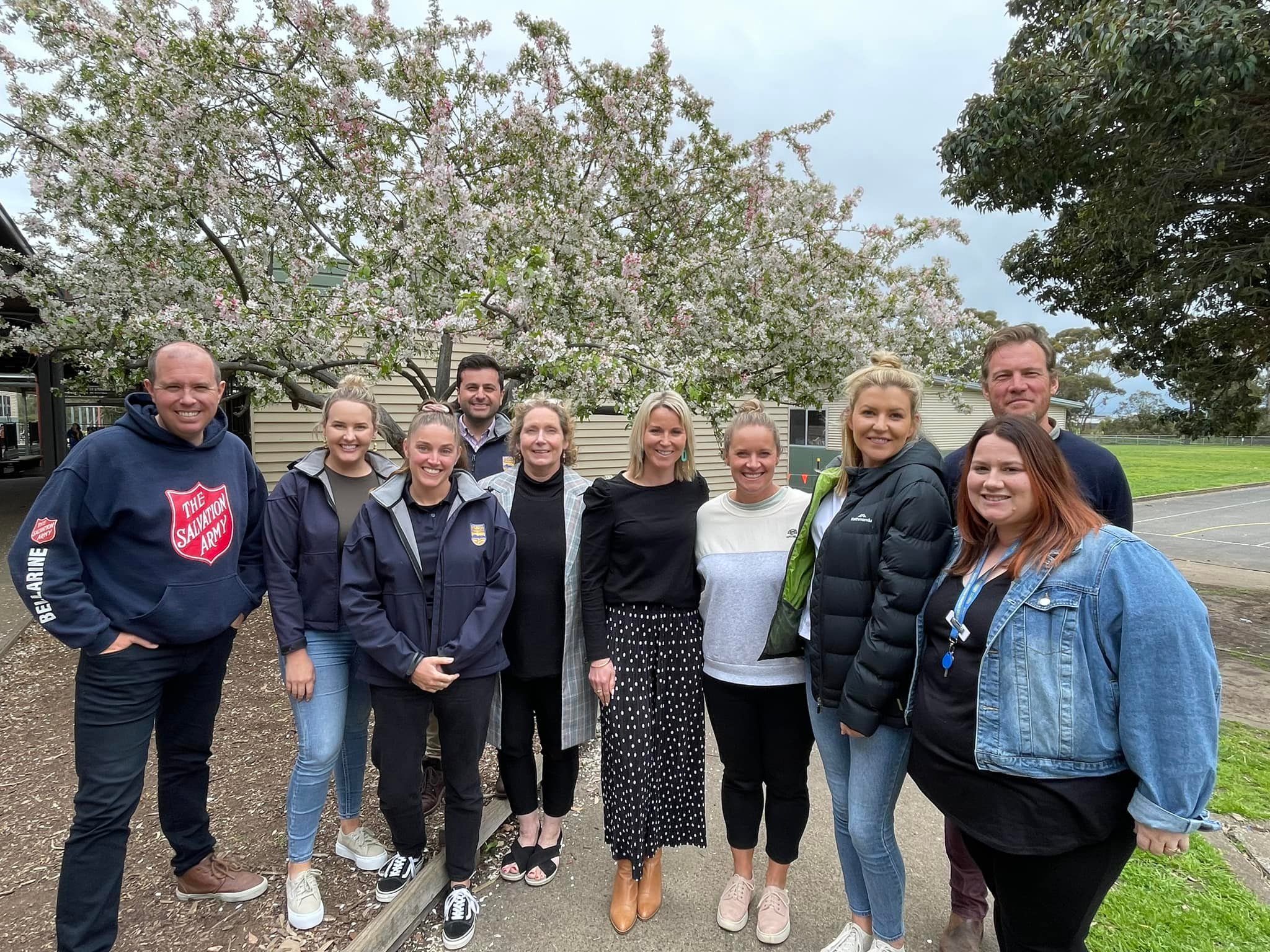 Group of volunteers gathered outside